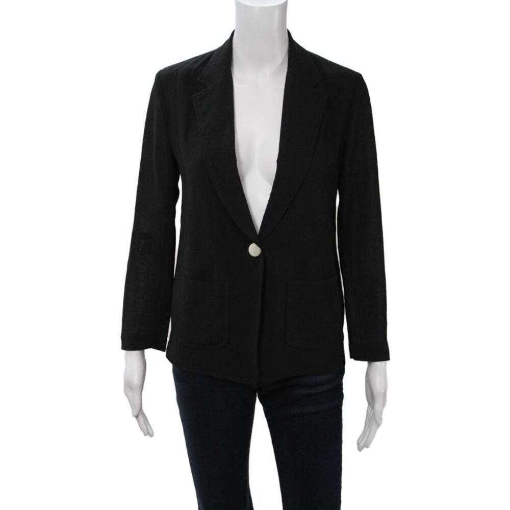 Engle Roberts Unisex Black V-Neck Long Sleeve Blazer Button Size XS